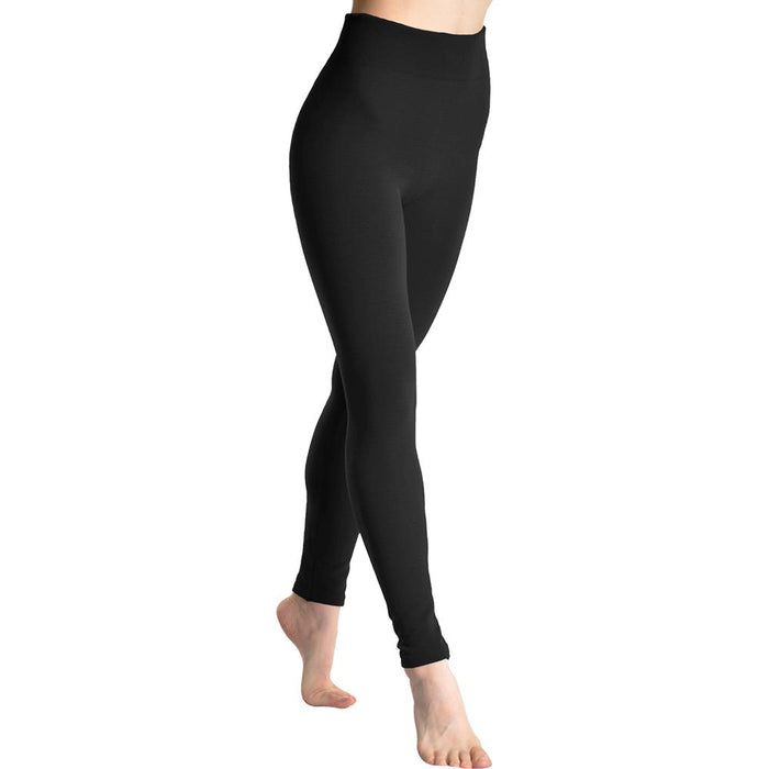 Julia Fashion Black Opaque Footless Soft & Warm Fleece-Lined Leggings - 3 Pairs