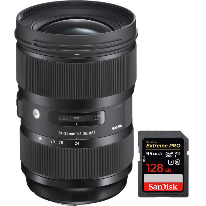 Sigma 24-35mm F2 DG HSM Standard-Zoom ART Lens for Canon with 128GB Memory Card