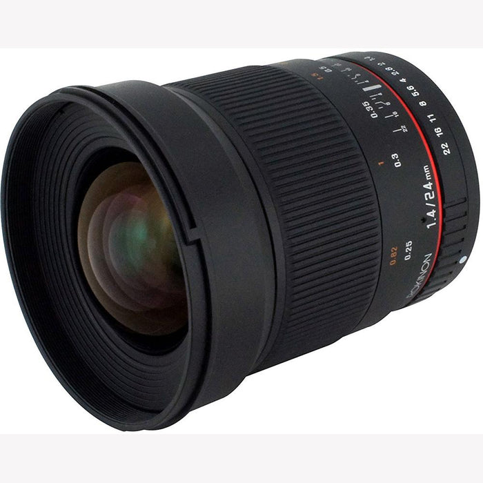 Rokinon 24mm F1.4 Wide Angle Lens for Canon DSLR Cameras w/ Accessories Bundle