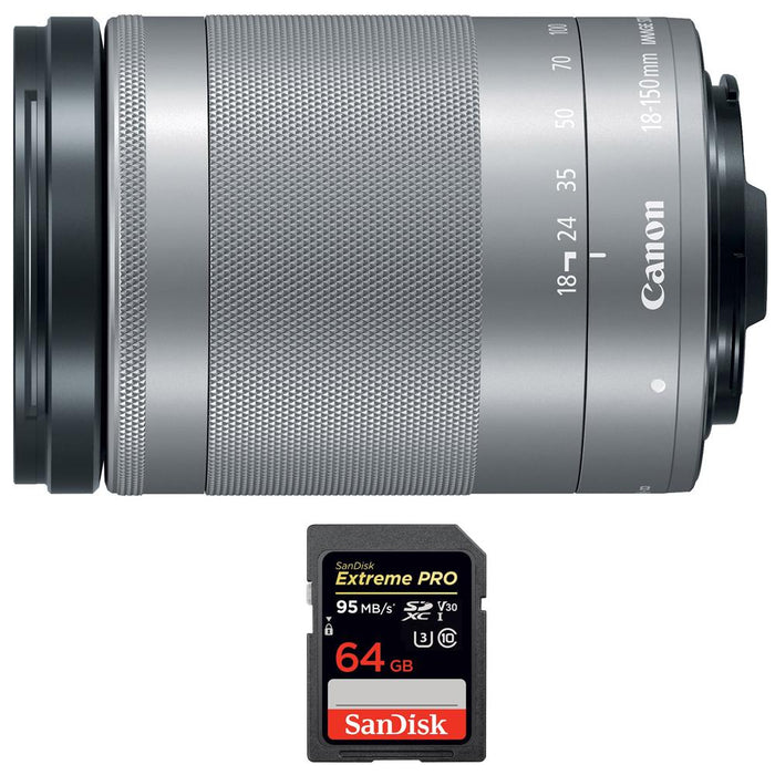 Canon EF-M 18-150 f/3.5-6.3 IS STM Zoom Lens for EOS M Series with 64GB Card