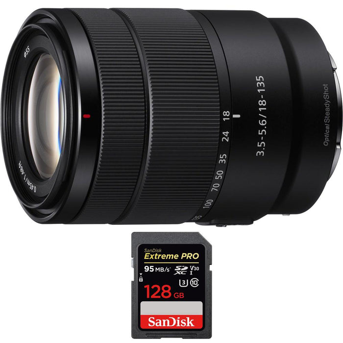 Sony E 18-135mm F3.5-5.6 OSS APS-C E-mount Zoom Lens with 128GB Memory Card