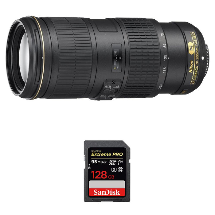 Nikon AF-S NIKKOR 70-200MM F/4G ED VR Lens + Sandisk 128GB Memory Card