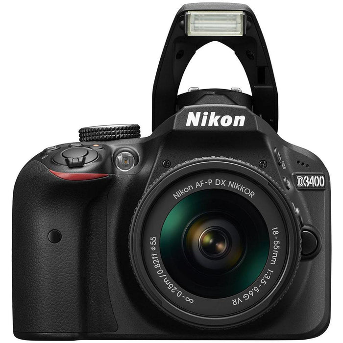 Nikon D3400 DSLR Camera w/ AF-P DX 18-55mm & 70-300mm Zoom Lens 64GB Accessory Bundle