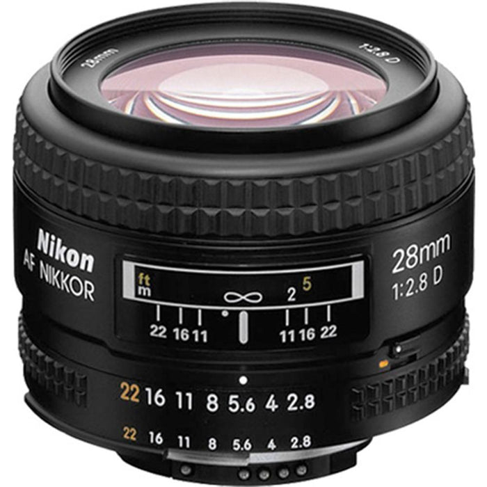 Nikon 28mm f/2.8D AF Nikkor Wide Angle Prime Lens + 32GB Memory Card