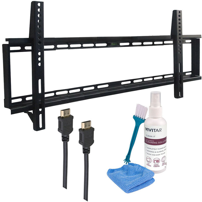 General 37-70" Low Profile Wall Mount Kit - Includes 2 HDMI Cables & Screen Cleaning Kit
