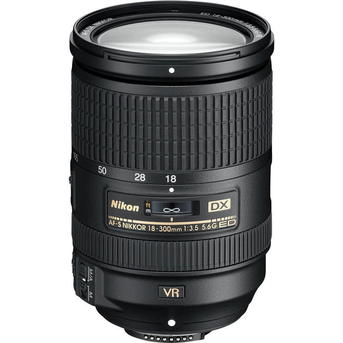 Nikon AF-S DX NIKKOR 18-300mm f/3.5-5.6G ED VR Zoom Lens w/ 128GB Memory Card