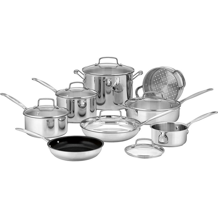 Cuisinart 77-14N Chef's Classic Stainless 14-Piece Set, Stainless Steel w/2 Oven Mitts