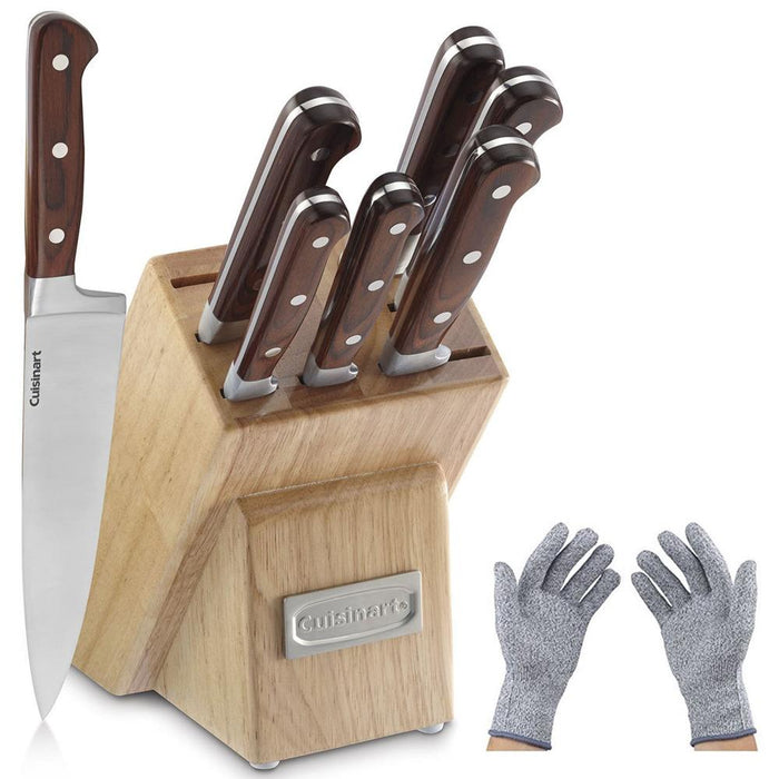Cuisinart 8 Piece Pakka Wood Cutlery Block Set w/Safety Gloves