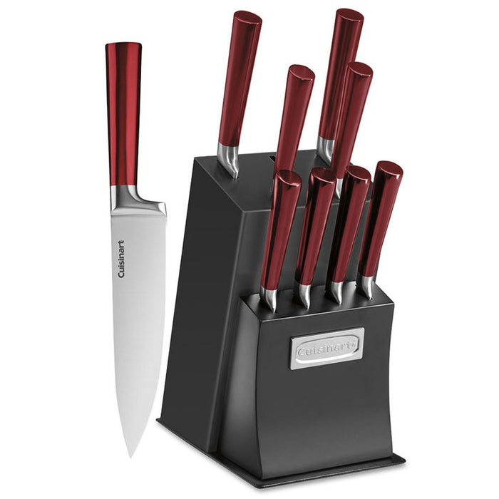 Cuisinart 11 Pcs Vetrano Collection Cutlery Knife Block Set, Red w/Safety Gloves