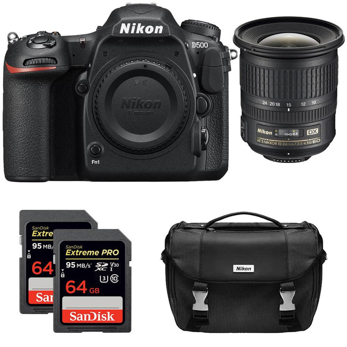Nikon D500 CMOS DX DSLR Camera w/ 4K Video (Body) + 10-24mm ED NIKKOR Lens Kit