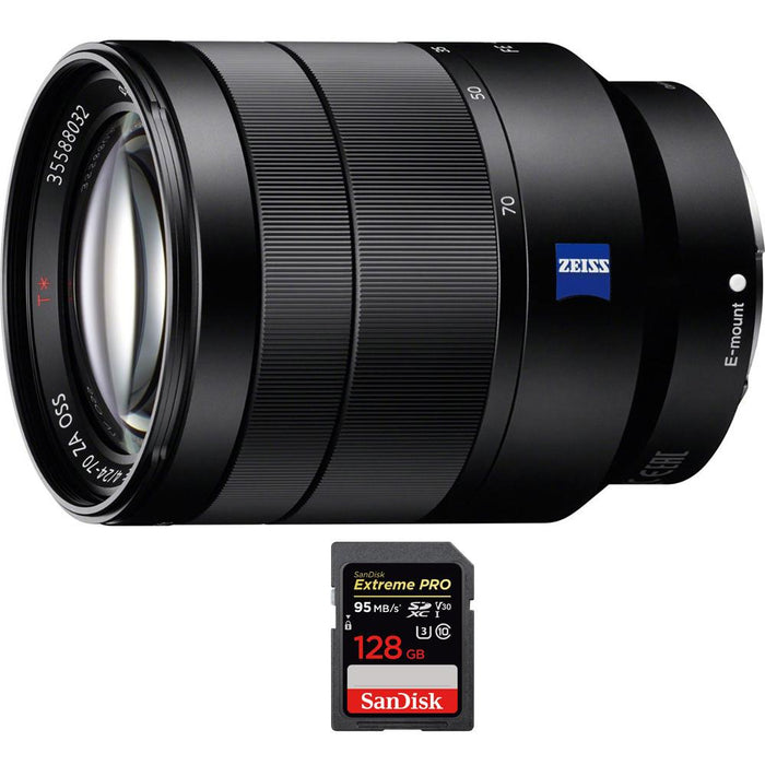 Sony Vario-Tessar T* FE 24-70mm F4 ZA OSS Full Frame E-Mount Lens + 128GB Card