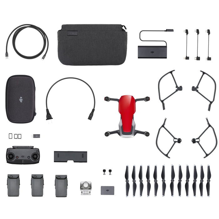 DJI Mavic Air Fly More Combo Flame Red Drone Deluxe Fly Bundle & Warranty Extension