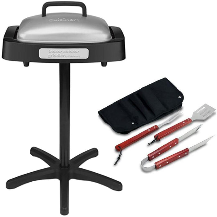 Cuisinart In-outdoor Grill w/Nonstick Grill & Griddle Cooking Plate+BBQ Tool Set