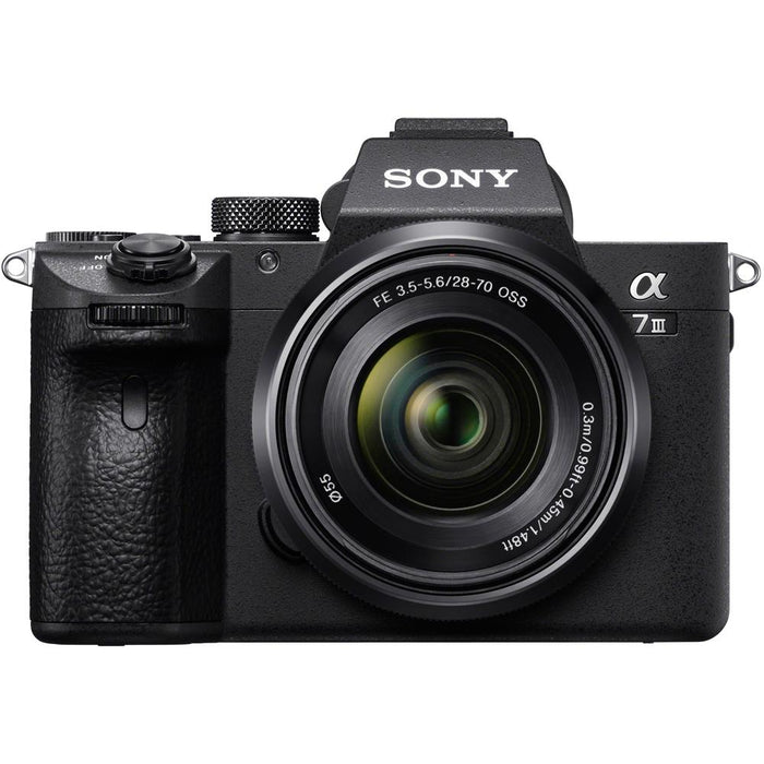 Sony a7III Mirrorless Camera w/28-70mm Lens + 64GB Memory & Flash Accessory Bundle