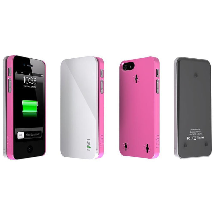 uNu Ecopak iPhone 5 Case -Snap-on Case and Detachable Battery (White/Pink)