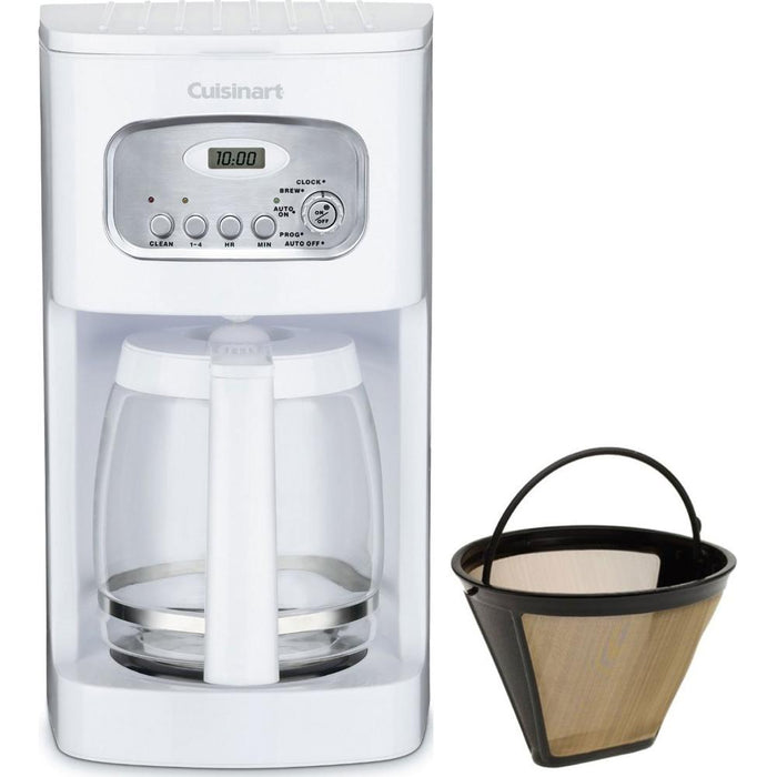 Cuisinart Brew Central 12-Cup Programmable Coffeemaker White+2 Gold Tone Filters