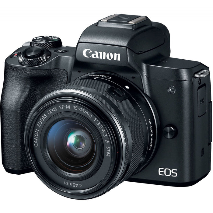 Canon EOS M50 Mirrorless Digital Camera with 4K Video (Black) 15-45mm Lens Kit Bundle