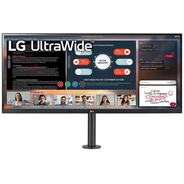 LG 34WP580-B 34" UltraWide FHD HDR Monitor with Ergo Stand (34WP580-B)