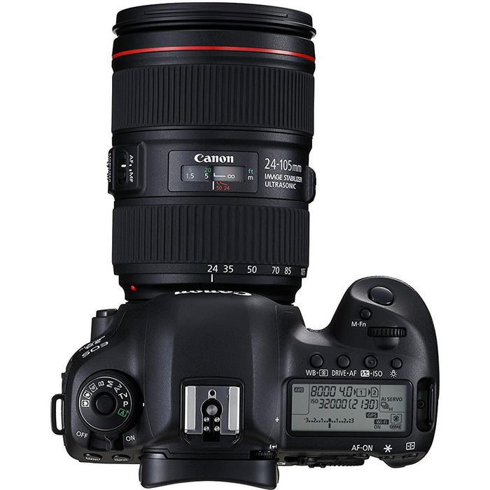 Canon 5D Mark IV DSLR Camera w/EF 24-105mm Lens Pro Memory Triple Battery Bundle