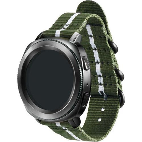 Samsung Premium Nato Strap for Gear Sport (20mm)- Green w/ White - GPR600BREECAD