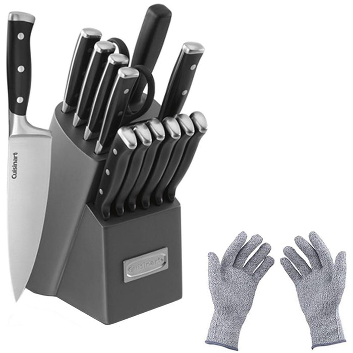 Cuisinart Triple Rivet Collection 15-Piece Knife Block Set w/ Protective Safety Gloves