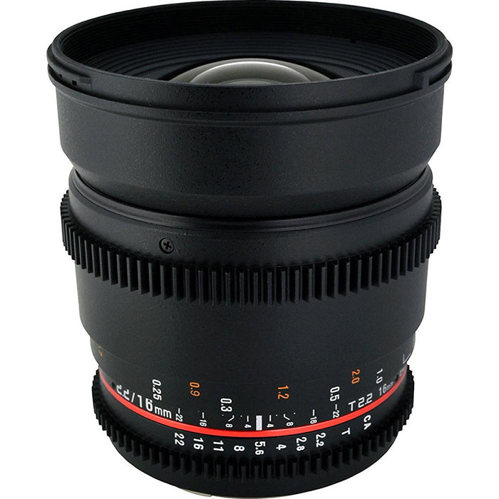 Rokinon CV16M-C 16mm T2.2 Cine Wide Angle Lens for Canon EF Mount - OPEN BOX