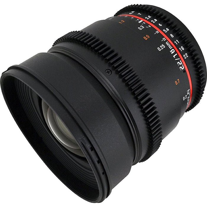 Rokinon CV16M-C 16mm T2.2 Cine Wide Angle Lens for Canon EF Mount - OPEN BOX