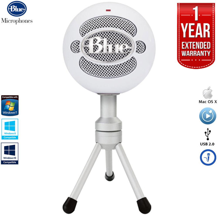 BLUE MICROPHONES Snowball iCE Versatile USB Microphone - White with 1 Year Extended Warranty