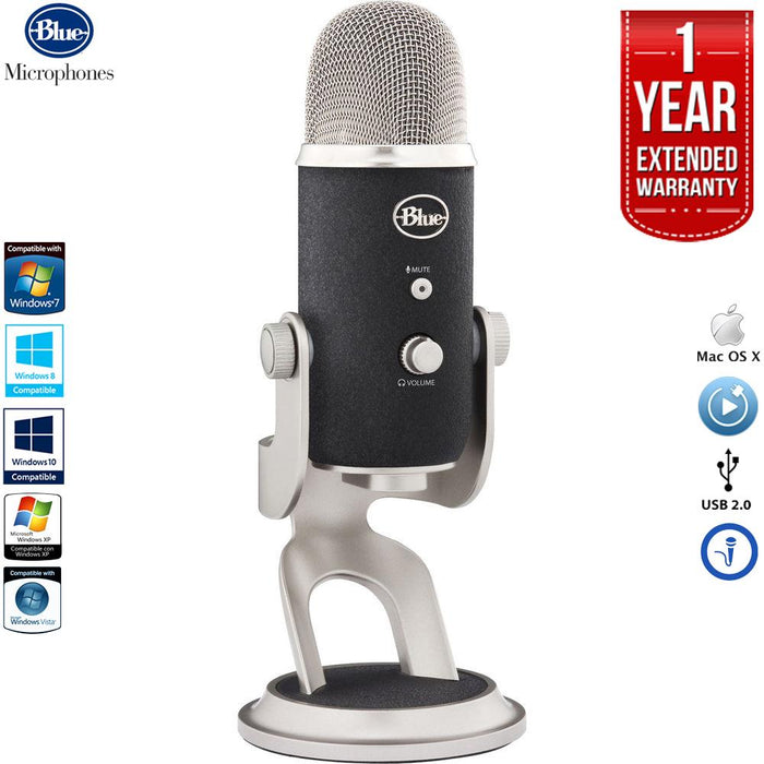 BLUE MICROPHONES Yeti Pro USB Condenser Microphone, Multipattern with 1 Year Extended Warranty