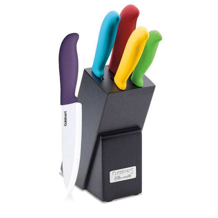 Cuisinart 6 Pc Ceramic Cutlery Knife Block Set with Spice Mill