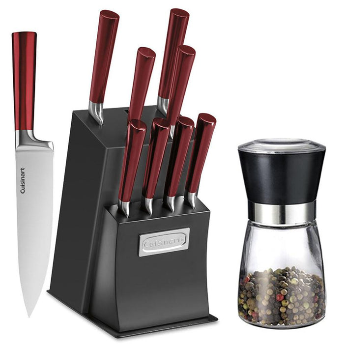 Cuisinart 11 Pc Cutlery Set w/ Block - Ventrano Red with Spice Mill