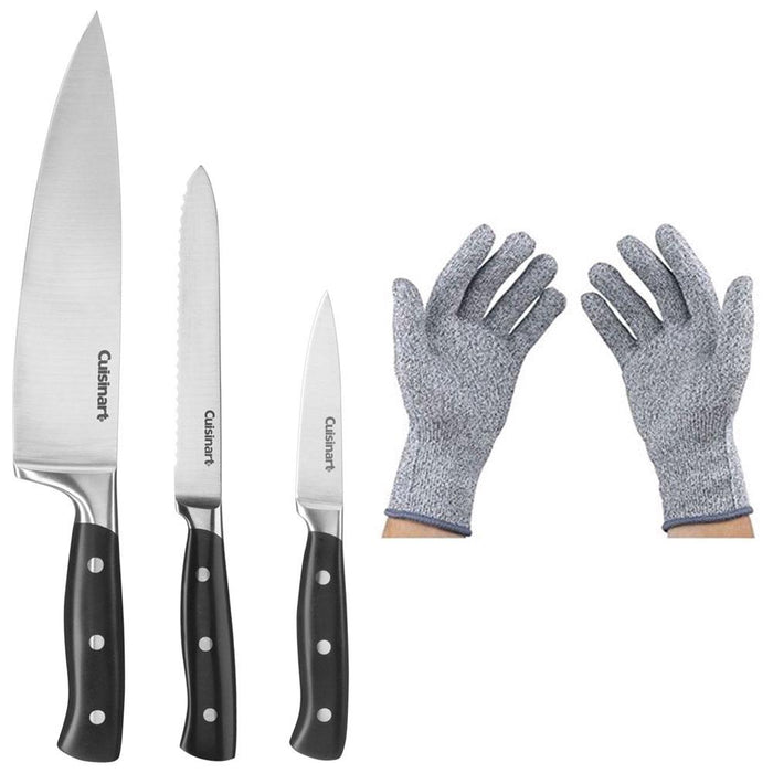 Cuisinart C77TR-3P Triple Rivet Collection 3-Piece Knife Set w/Safety Gloves