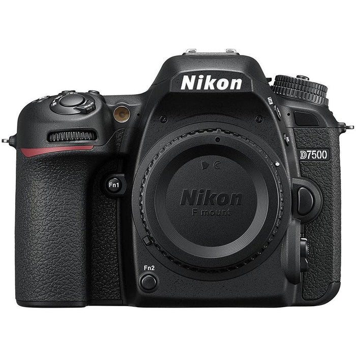 Nikon D7500 20.9MP DX 4K DSLR Camera body + 32GB Deluxe Bundle -Certified Refurbished