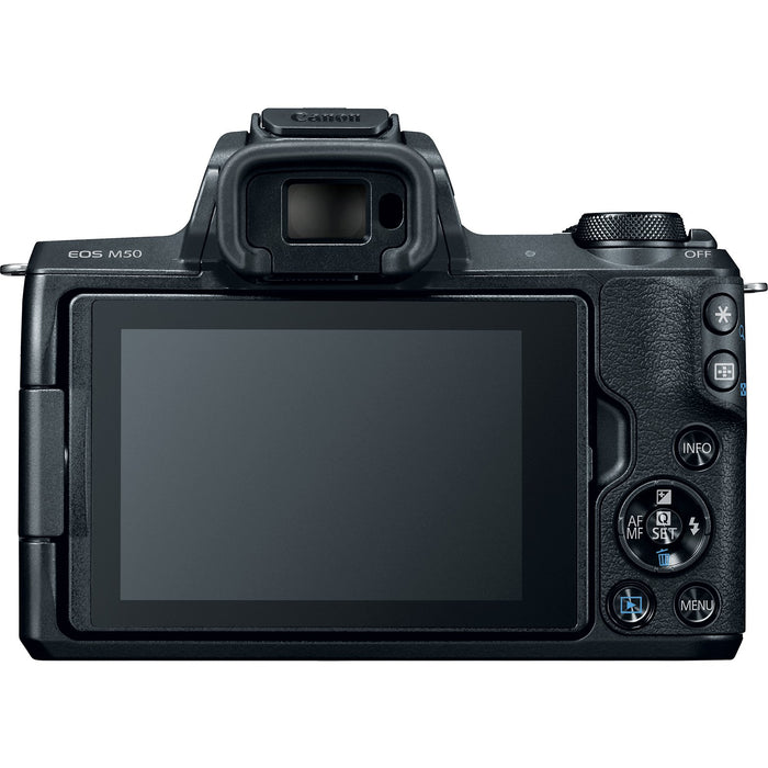 Canon EOS M50 Mirrorless Digital Camera + 15-45mm Lens Microphone Deluxe Bundle Black