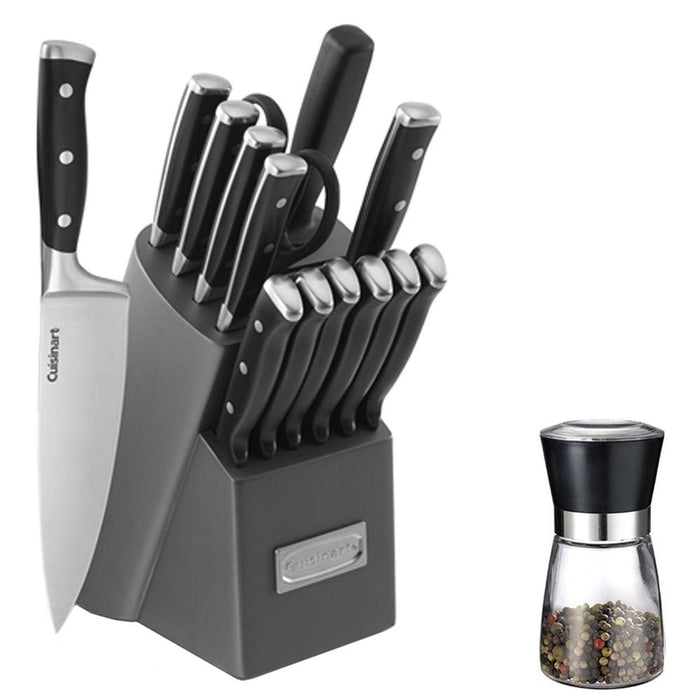 Cuisinart Triple Rivet Collection 15-Piece Knife Block Set - Grey w/ Spice Mill