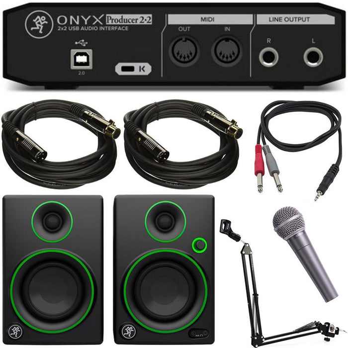Mackie Onyx Producer 2-2 2x2 USB MIDI Audio Interface w/ Behringer XM8500 Mic Bundle