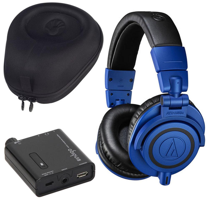 Audio Technica Professional Monitor Over-Ear Headphones ATH-M50xBB w/ Case + Amp Bundle