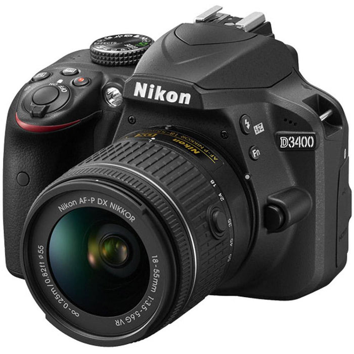 Nikon D3400 DSLR Camera w/ 18-55mm Lens + Memory Bundle (Black) Certified Refurbished