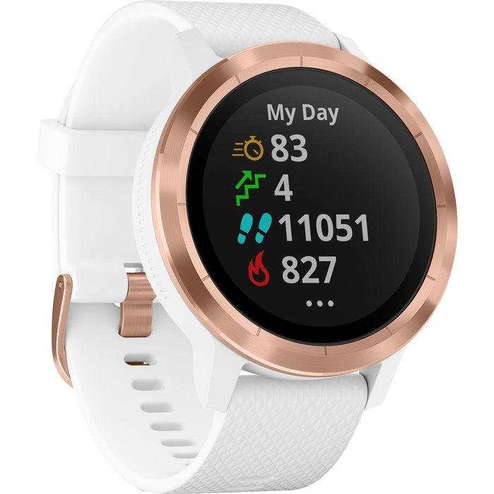 Garmin Vivoactive 3 GPS Smartwatch White w/ Rose Gold + 1 Year Extended Warranty
