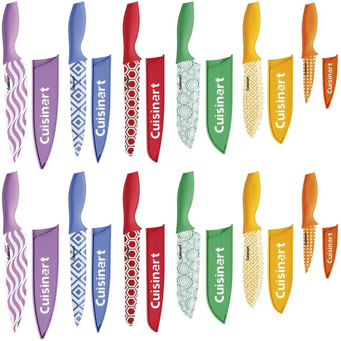 Cuisinart 2-Pack of 12 Piece Printed Color Knife Set With Blade Guards (C55-12PR2)