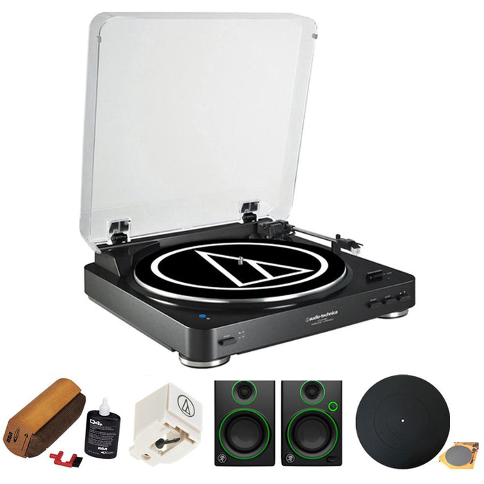 Audio-Technica Fully Automatic Bluetooth Wireless Stereo Turntable - Black w/ Monitors Bundle