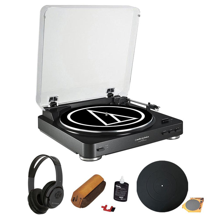 Audio-Technica Fully Automatic Stereo Turntable System + Bluetooth Headphones Bundle