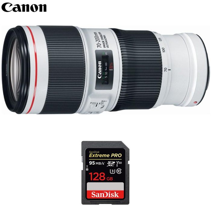 Canon EF 70-200mm f/4.0 L IS II USM Telephoto Zoom Lens w/ 128GB Memory Card