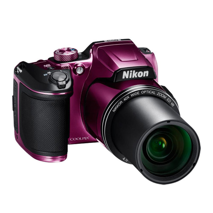 Nikon COOLPIX B500 16MP 40x Optical Zoom Digital Camera Plum Refurbished + 16GB Bundle