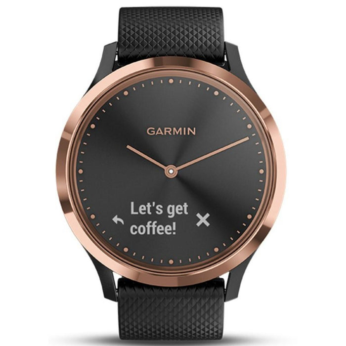 Garmin vivomove HR Sport Smartwatch (Rose Gold with Black Silicone Band)(Small/Medium)