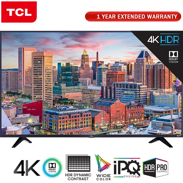 TCL 65" Class 5-Series Super-Slim 4K HDR Roku Smart TV 2018 Model+Extended Warranty