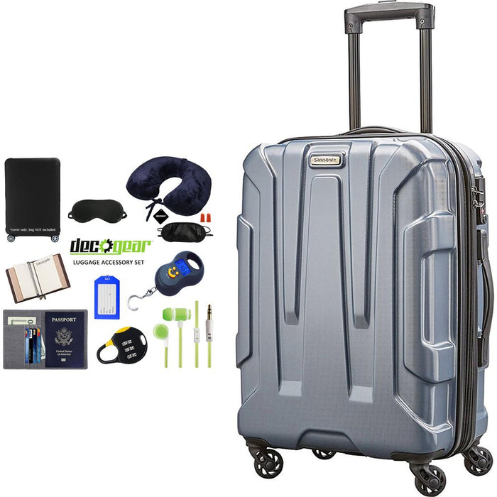 Samsonite Hardside 20" Carry-On Luggage, Blue Slate + Luggage Accessory Kit