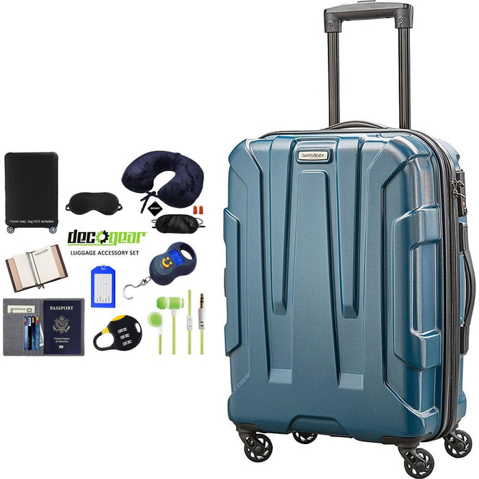 Samsonite Centric Hardside 20" Carry-On Luggage Teal + Luggage Accessory Kit
