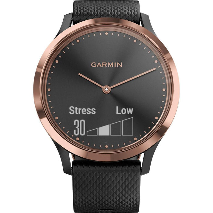 Garmin Vivomove HR, Sport Smartwatch Rose, Black Band (S/M) + Extended Warranty