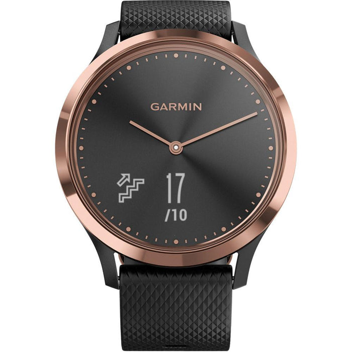 Garmin Vivomove HR, Sport Smartwatch Rose, Black Band (S/M) + Extended Warranty